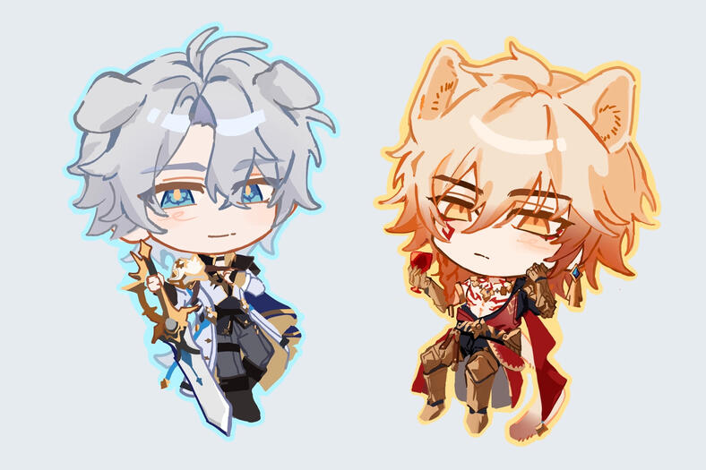 Phainon and Mydei keychains (soyplant)
