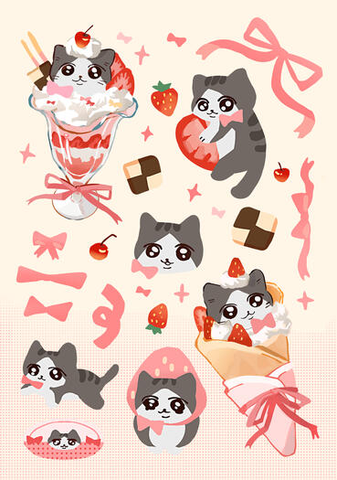 Cute cat sticker sheet (Soyplant)
