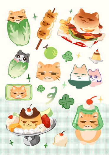 Fat cat sticker sheet (Soyplant)