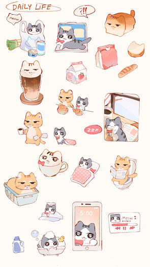 Cat life sticker sheet (Soyplant)