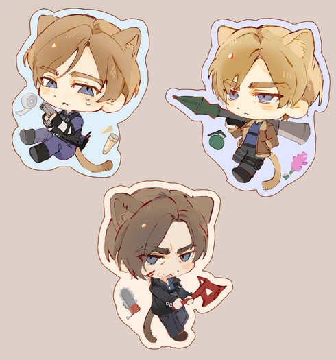 Resident Evil Leon Catboy stickers (Soyplant)